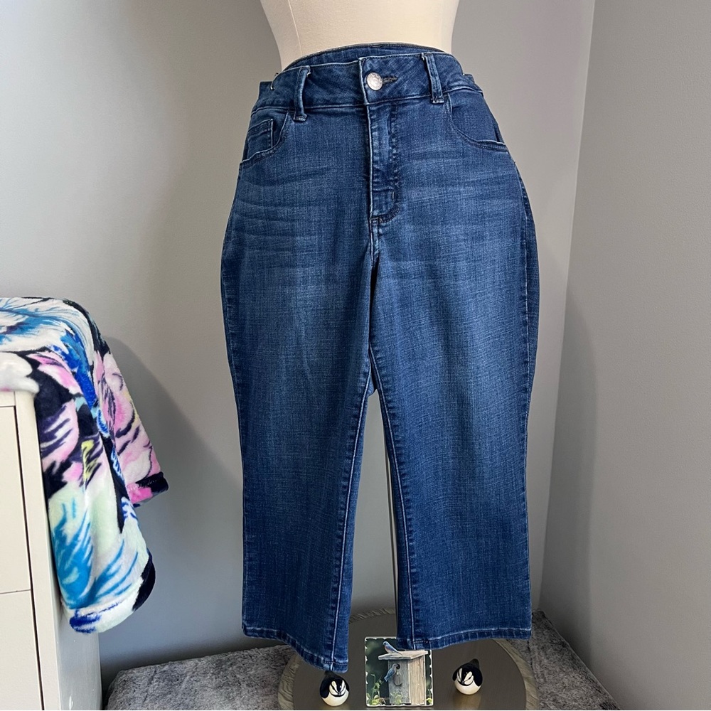 Riders By Lee 10 M Medium Blue Wash Mid Rise Stretch Capri Jeans
